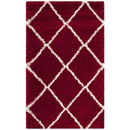 Safavieh 3 x 5 ft. Hudson Shag Power Loomed RugRed & Ivory Small Rectangle SGH281R-3